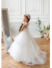 Ivory Lace Appliques Tulle Graceful Flower Girl Dress